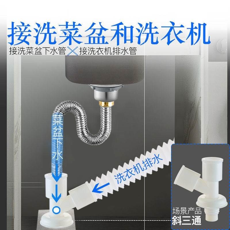 。洗衣機下水管三通地漏接頭兩用出水排水管道 y型分叉三頭通二合-細節圖6