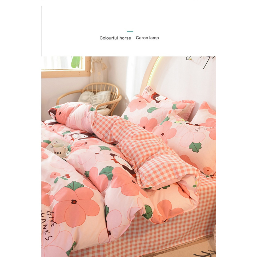 小清新牀品牀上牀單被套四件套夏季夏春夏款粉色少女心被罩三件套-細節圖8