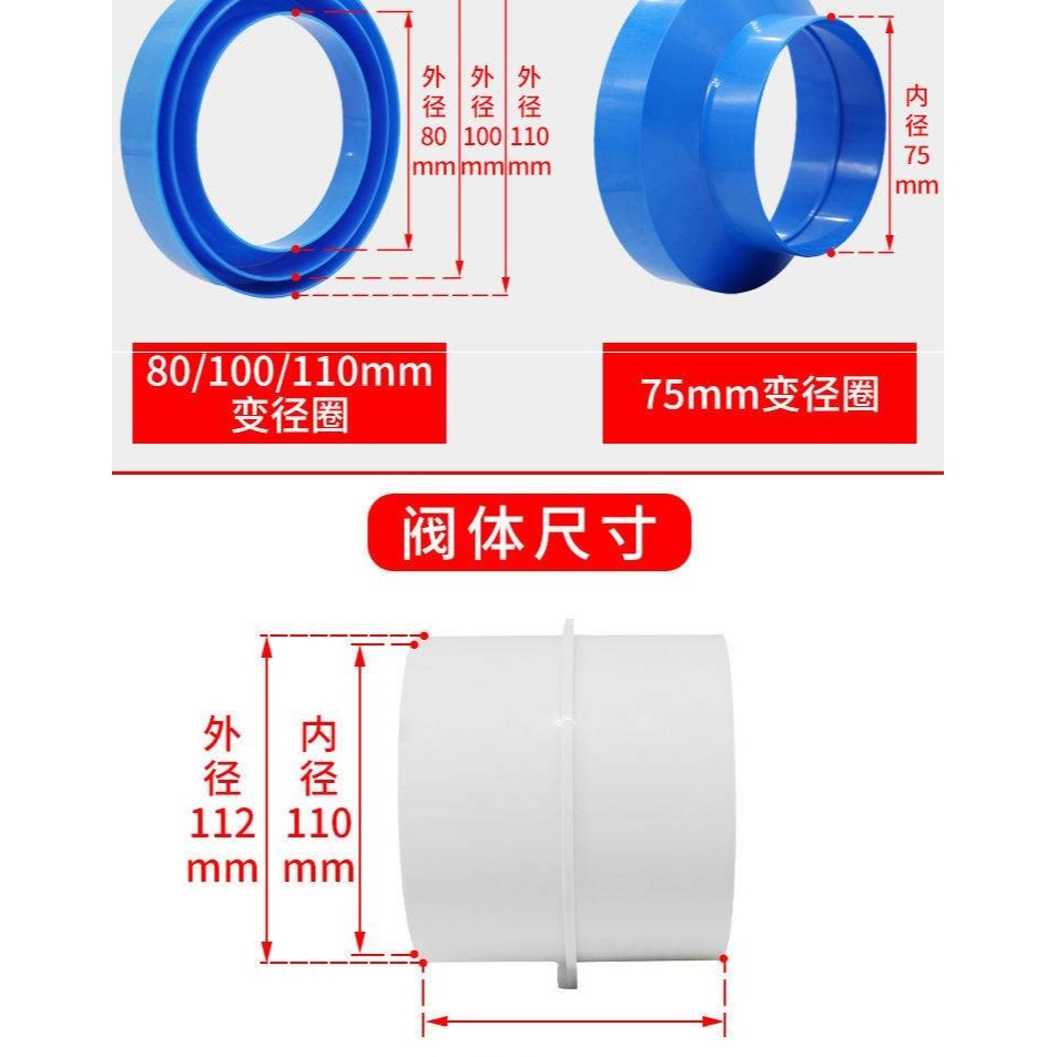 。管道式止回閥75 110pvc衛生間浴霸換氣扇防煙新風防串味止逆閥-細節圖6