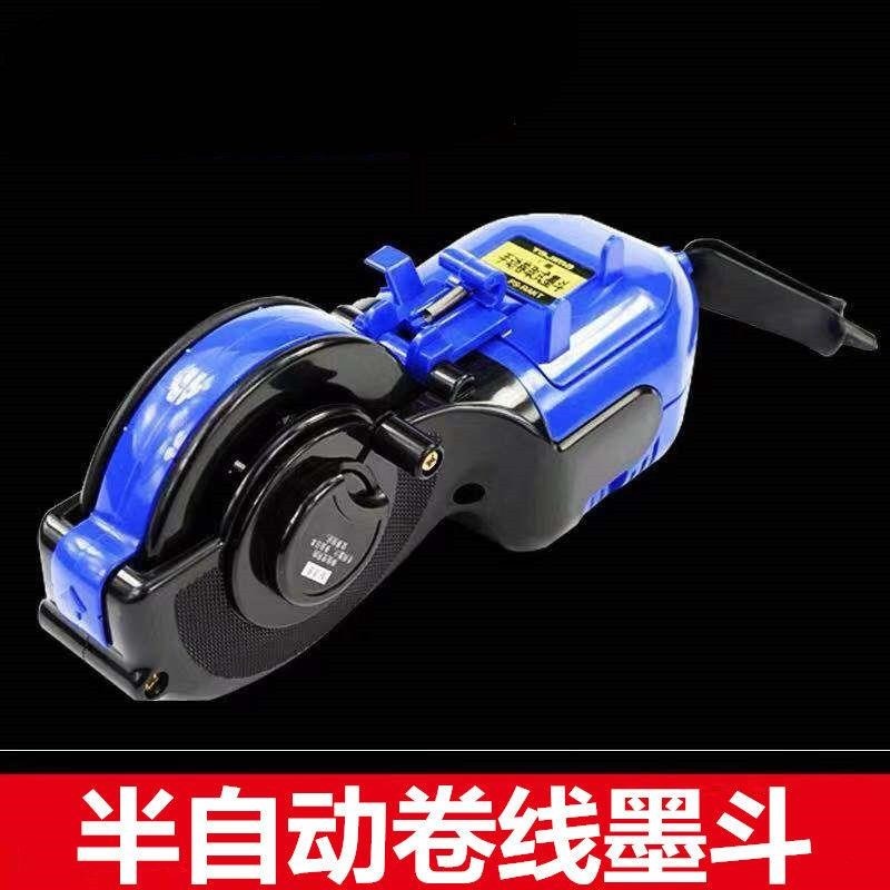 。墨斗木工專用自動劃線器自動卷線墨斗手搖彈線非鋁合金畫線器工-細節圖2