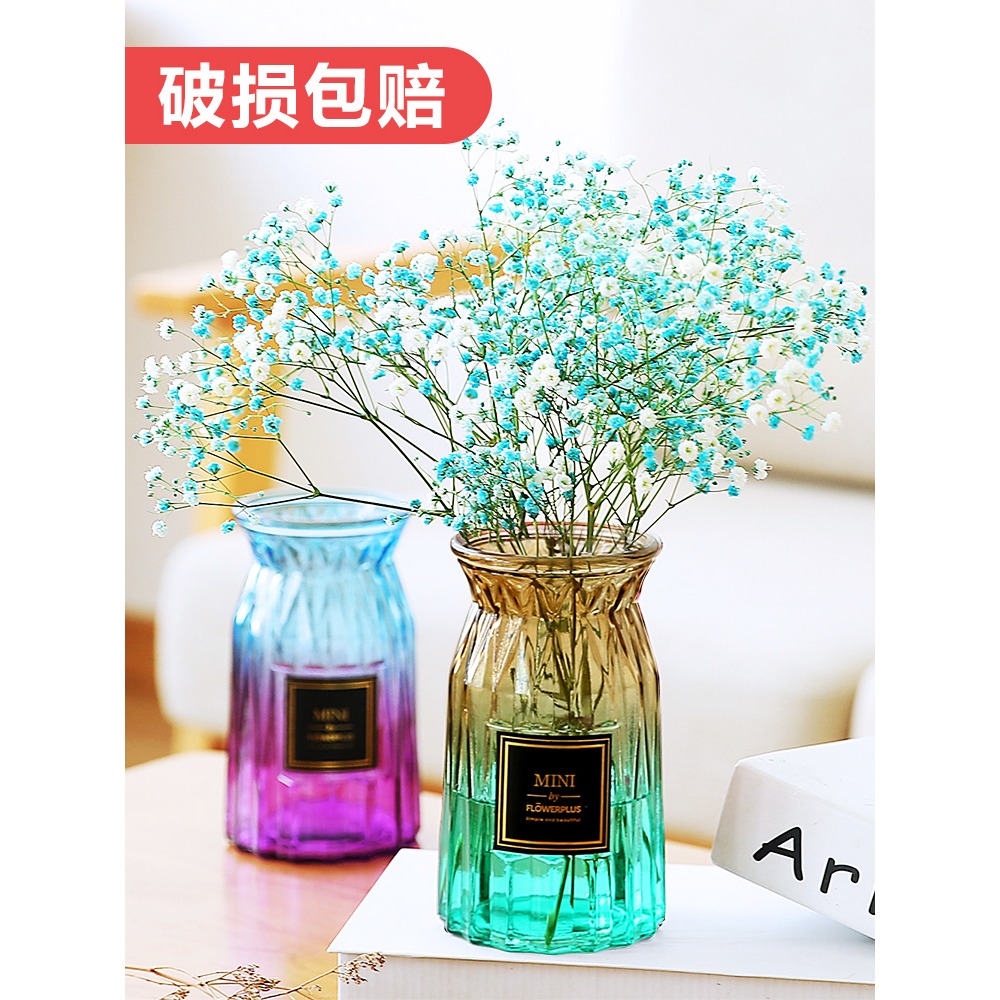 還不晚 歐式玻璃花瓶透明彩色水培植物花瓶客廳裝飾擺件插花瓶-細節圖3