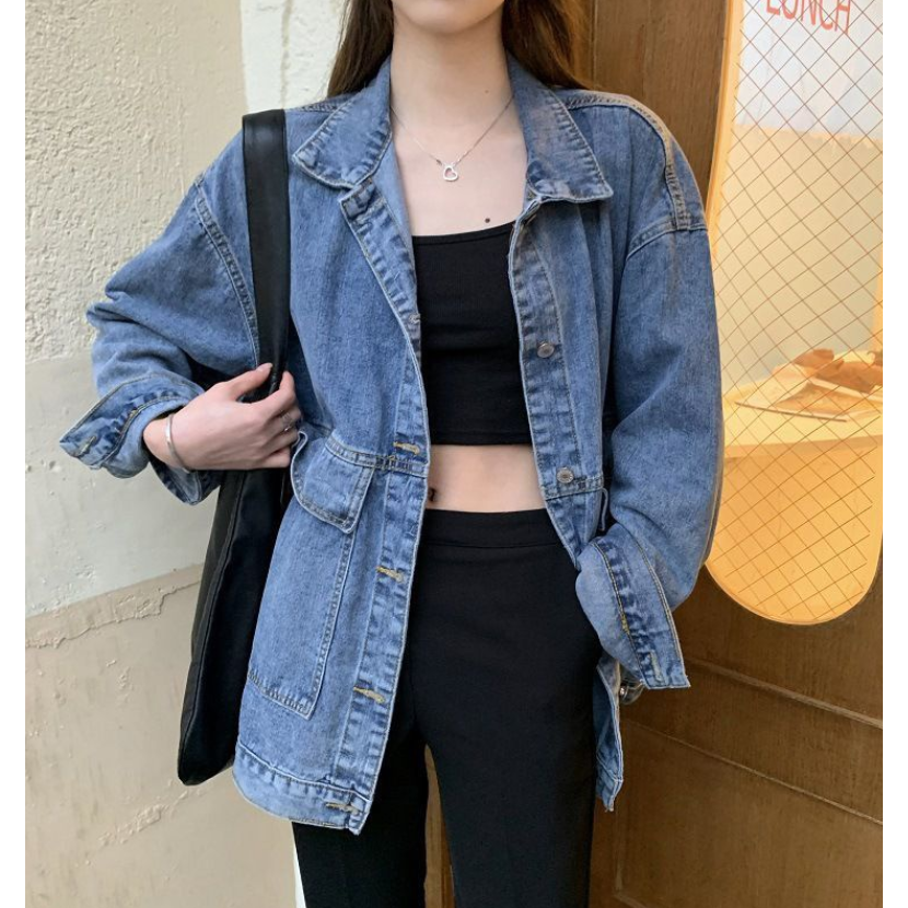 牛仔外套女年新款春秋季韓版寬松休閑夾克百搭長袖上衣ins潮-細節圖7