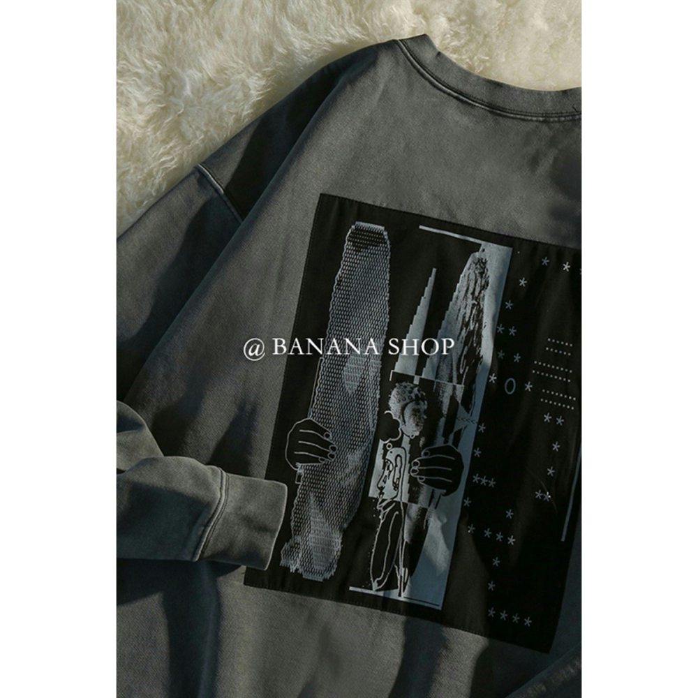 清倉撿漏~專櫃撤回尾單大牌外貿女裝復古水洗做舊衛衣女長袖上衣-細節圖5