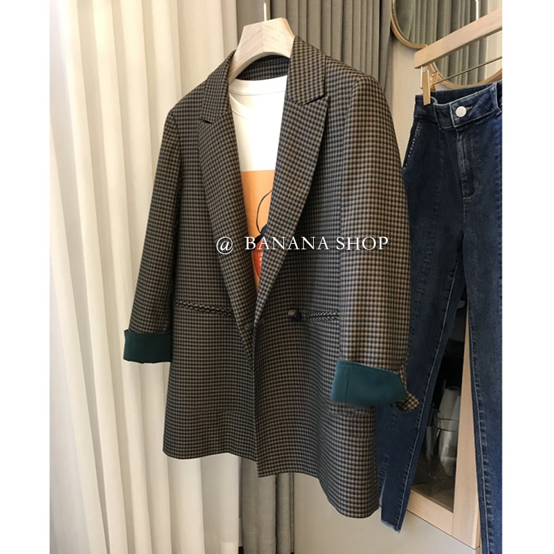 香蕉芭那那~客G面料挺括有型西裝外套女春秋寬松設計感西服上衣潮-細節圖4