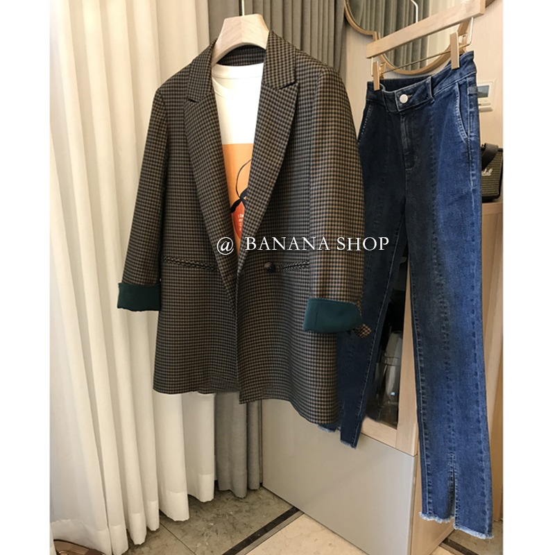 香蕉芭那那~客G面料挺括有型西裝外套女春秋寬松設計感西服上衣潮-細節圖5
