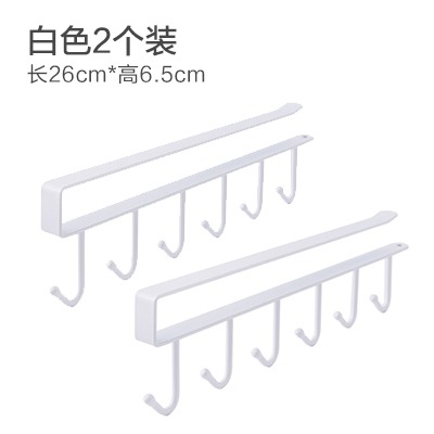 居家廚房鐵藝櫥櫃收納掛架多功能排鉤衣櫃整理架廚房無痕免釘掛鉤-細節圖2