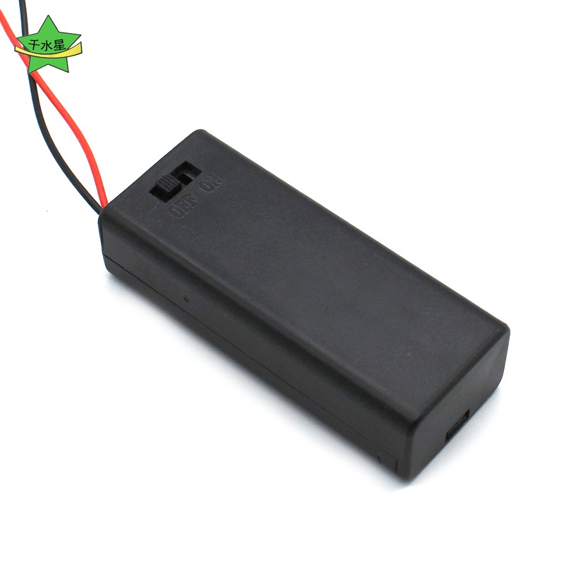 7號2節3節帶蓋帶開關電池盒黑色diy模型幹電池 兩節  帶線電池盒-細節圖4