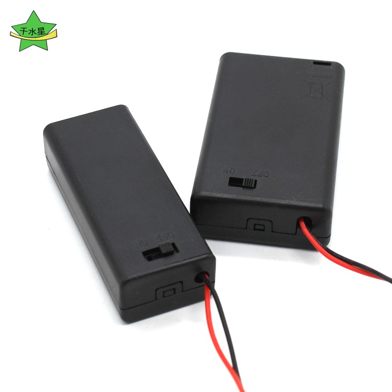7號2節3節帶蓋帶開關電池盒黑色diy模型幹電池 兩節  帶線電池盒-細節圖6
