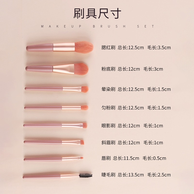 化妝刷全套8支初學者旅行刷子眼影刷高光腮紅刷平價學生美妝工具-細節圖4