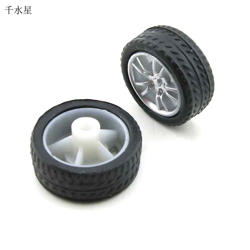 16MM迷你橡膠車輪 2mm軸孔 中小學生手工課DIY小製作玩具車輪子-細節圖2