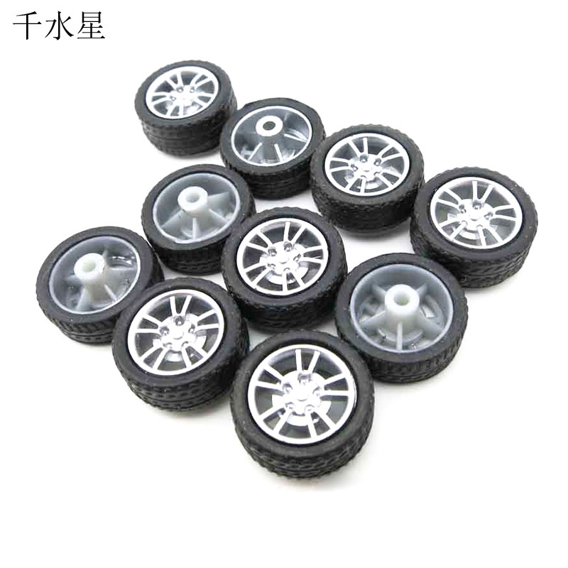 16MM迷你橡膠車輪 2mm軸孔 中小學生手工課DIY小製作玩具車輪子-細節圖3