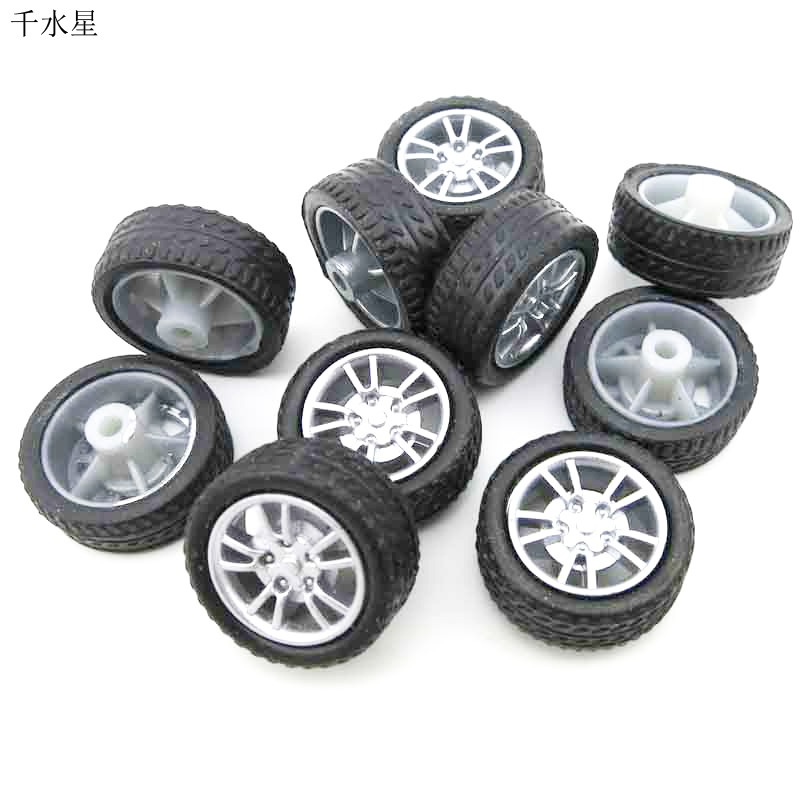 16MM迷你橡膠車輪 2mm軸孔 中小學生手工課DIY小製作玩具車輪子-細節圖6