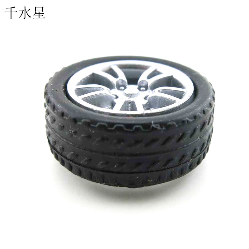 16MM迷你橡膠車輪 2mm軸孔 中小學生手工課DIY小製作玩具車輪子-細節圖7