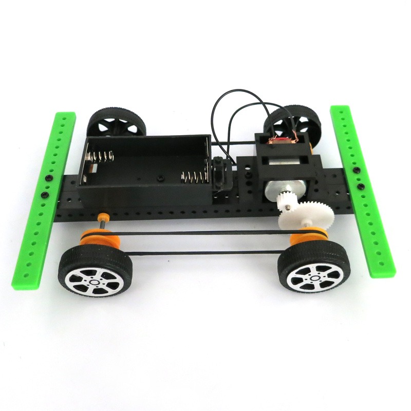 四驅車2號 DIY科技小製作 手工拼裝模型車 物理實驗拼裝電動玩具-細節圖3