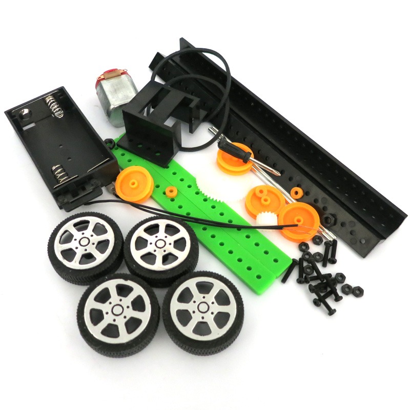 四驅車2號 DIY科技小製作 手工拼裝模型車 物理實驗拼裝電動玩具-細節圖4