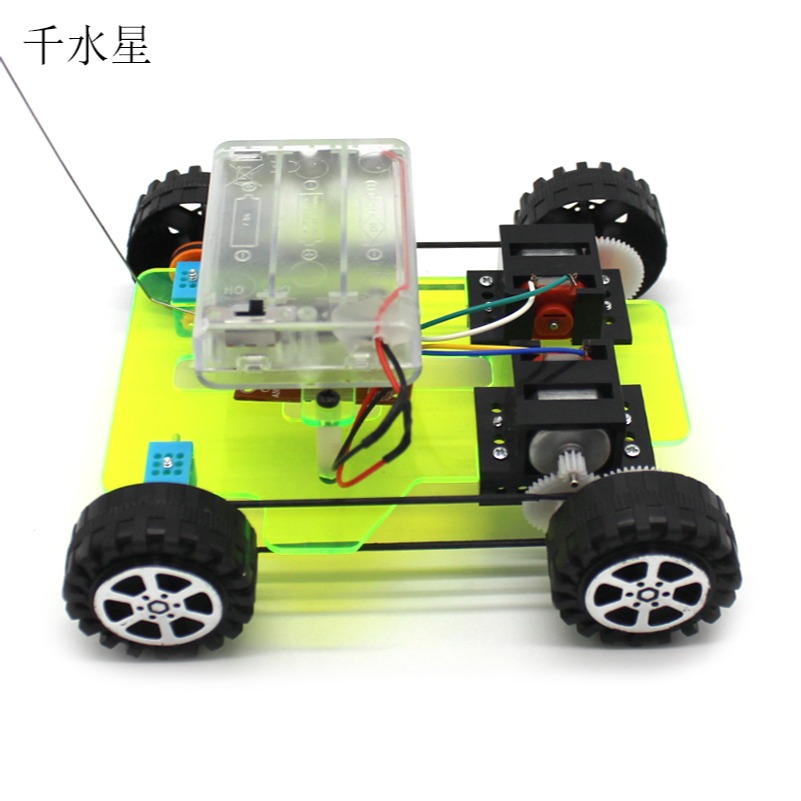 四通雙電機遙控車 DIY科技小製作 手工拼裝遙控模型 實驗玩具套裝-細節圖2