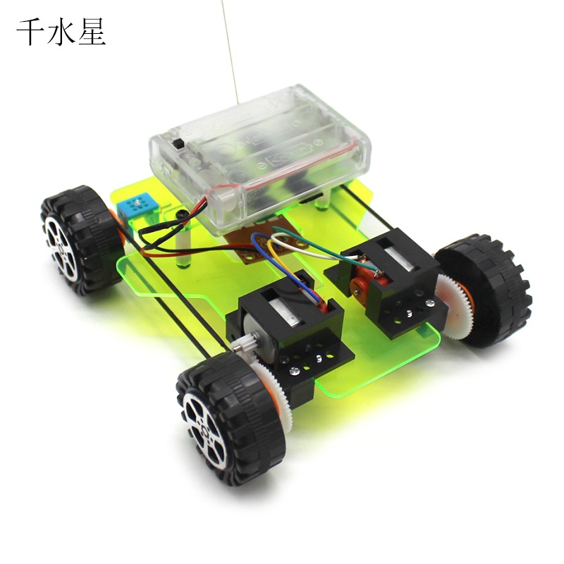 四通雙電機遙控車 DIY科技小製作 手工拼裝遙控模型 實驗玩具套裝-細節圖4