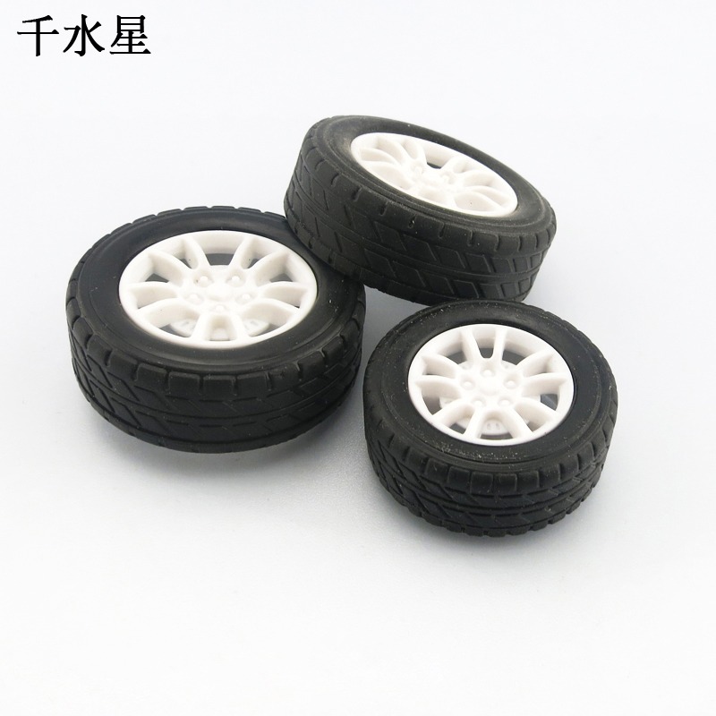 橡膠車輪 玩具小車輪 diy四驅車模型製作配件 手工製作電動小車-細節圖3