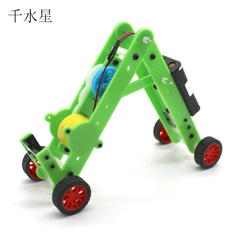 diy機械爬行蟲(綠色) 伸縮蠕動機器人模型玩具手工拼裝科技小製作-細節圖2