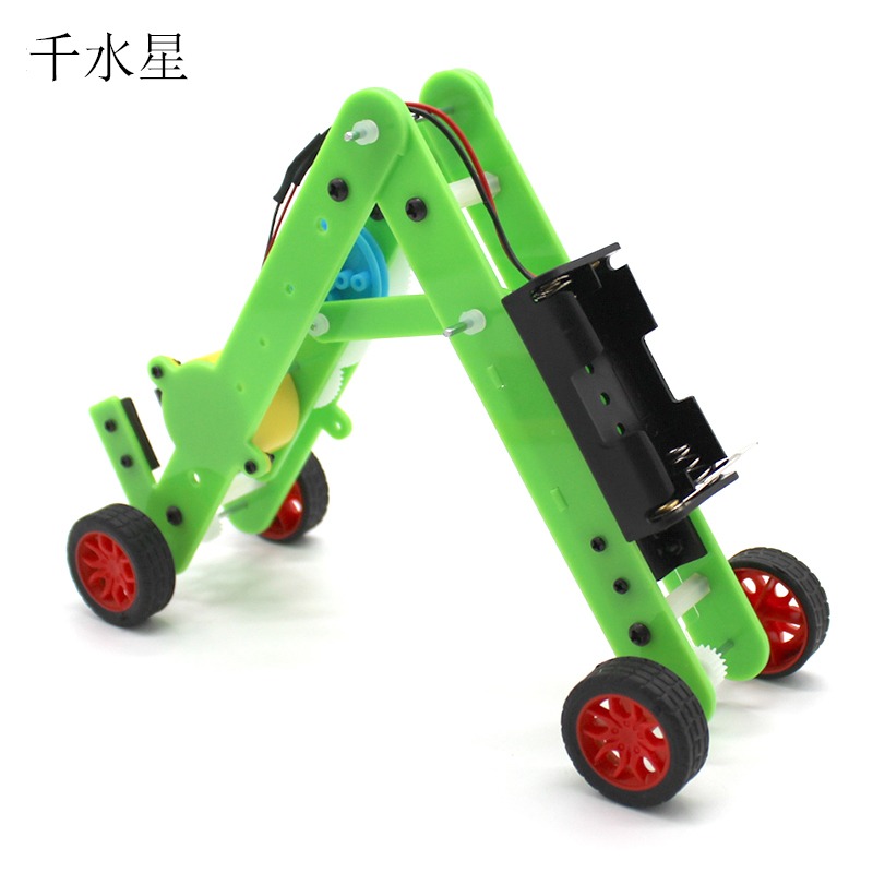 diy機械爬行蟲(綠色) 伸縮蠕動機器人模型玩具手工拼裝科技小製作-細節圖3