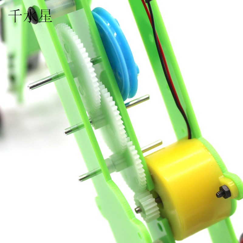 diy機械爬行蟲(綠色) 伸縮蠕動機器人模型玩具手工拼裝科技小製作-細節圖4