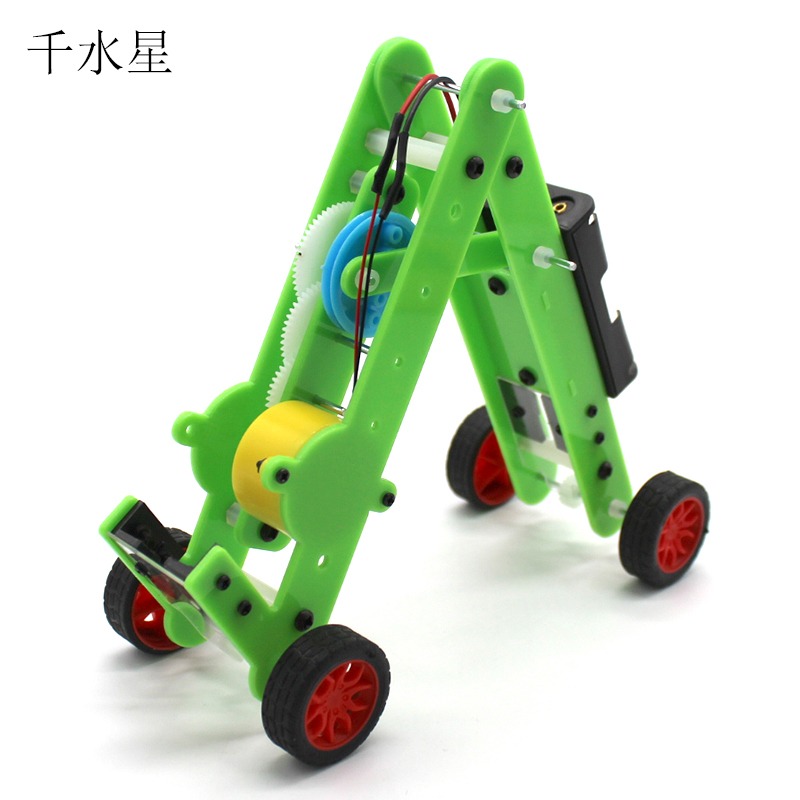 diy機械爬行蟲(綠色) 伸縮蠕動機器人模型玩具手工拼裝科技小製作-細節圖5