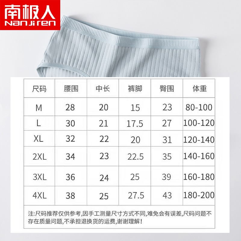 南極人內褲女純棉抗菌加大碼加肥中腰透氣三角褲日系加肥短褲頭DF-細節圖5