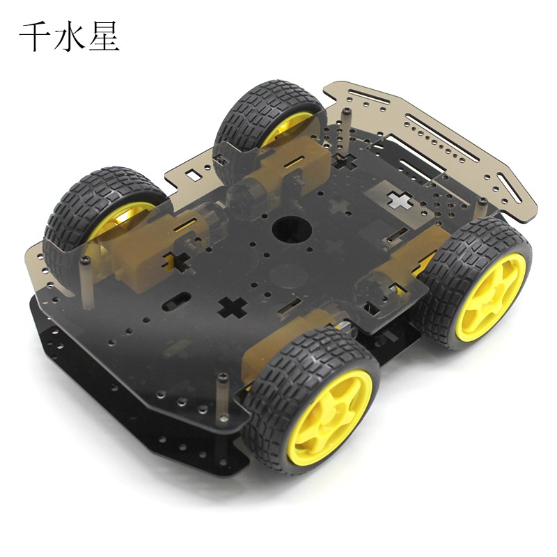 R1小車 DIY機器人制作 智能巡線小車 四驅車拼裝底盤 模型玩具車-細節圖2