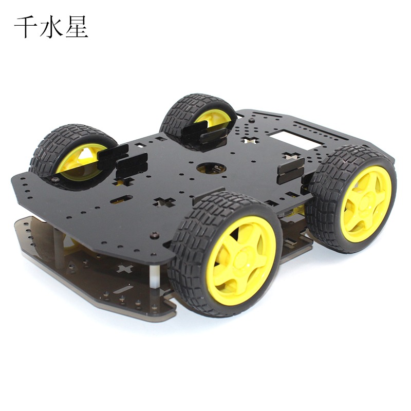 R1小車 DIY機器人制作 智能巡線小車 四驅車拼裝底盤 模型玩具車-細節圖3