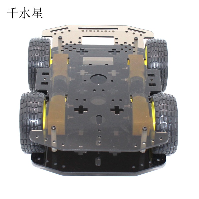 R1小車 DIY機器人制作 智能巡線小車 四驅車拼裝底盤 模型玩具車-細節圖5