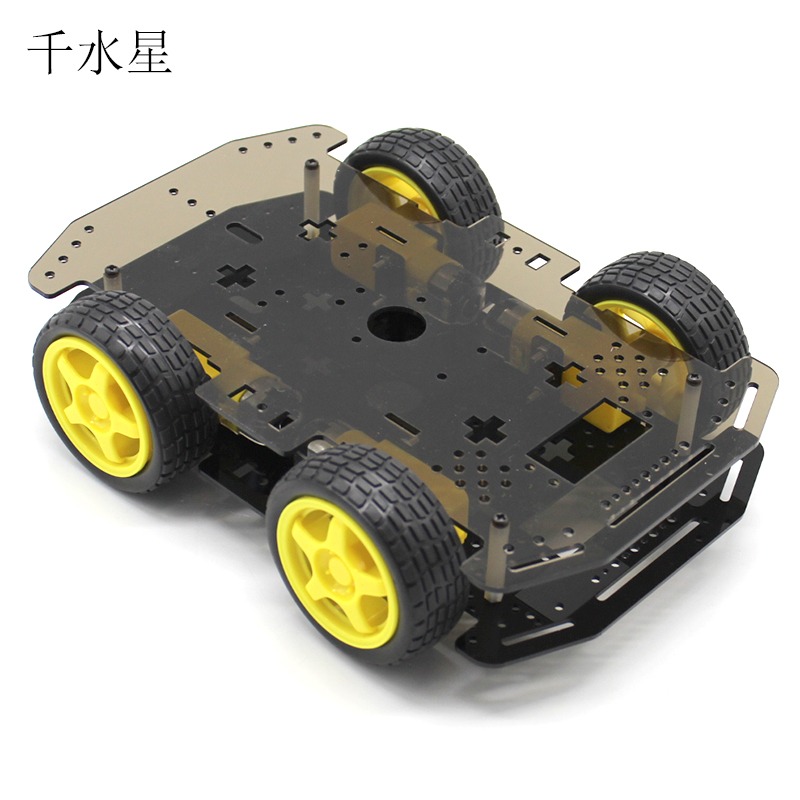 R1小車 DIY機器人制作 智能巡線小車 四驅車拼裝底盤 模型玩具車-細節圖6