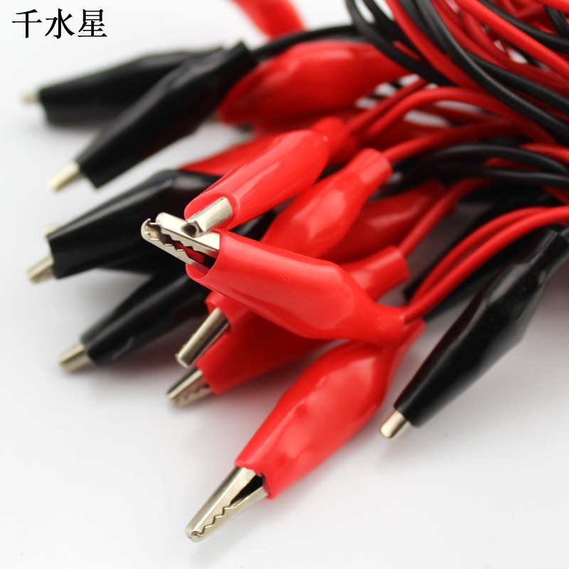 紅黑鱷魚夾線 diy玩具模型導線 雙頭電源測試線 連接線 40cm 10根-細節圖3