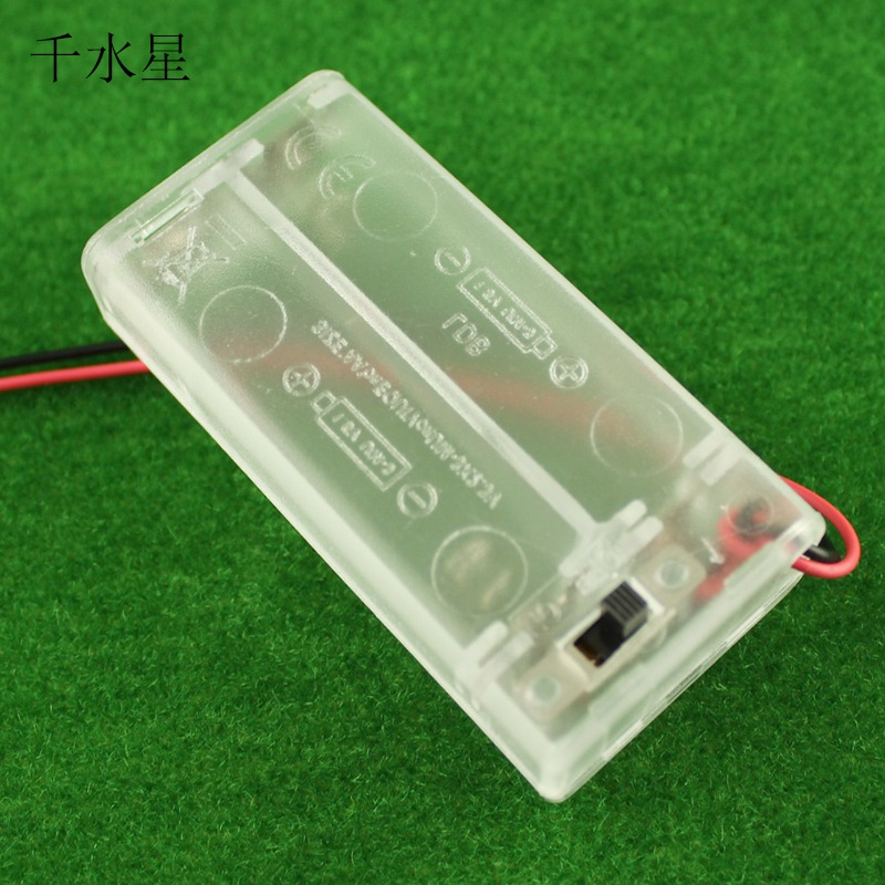 5號2節塑料電池盒 3v帶開關帶線透明電池盒子diy手工製作材料模型-細節圖2