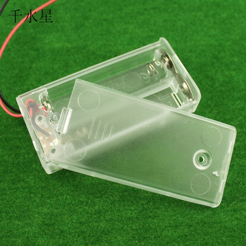 5號2節塑料電池盒 3v帶開關帶線透明電池盒子diy手工製作材料模型-細節圖3