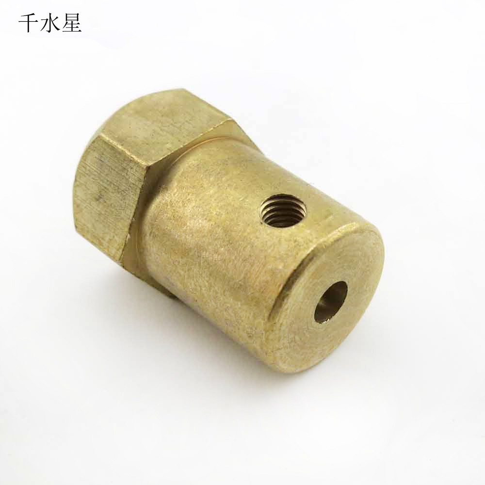 六角聯軸器 銅質金屬連接套5mm 45號鋼配件 電機軸六角孔連軸器-細節圖5