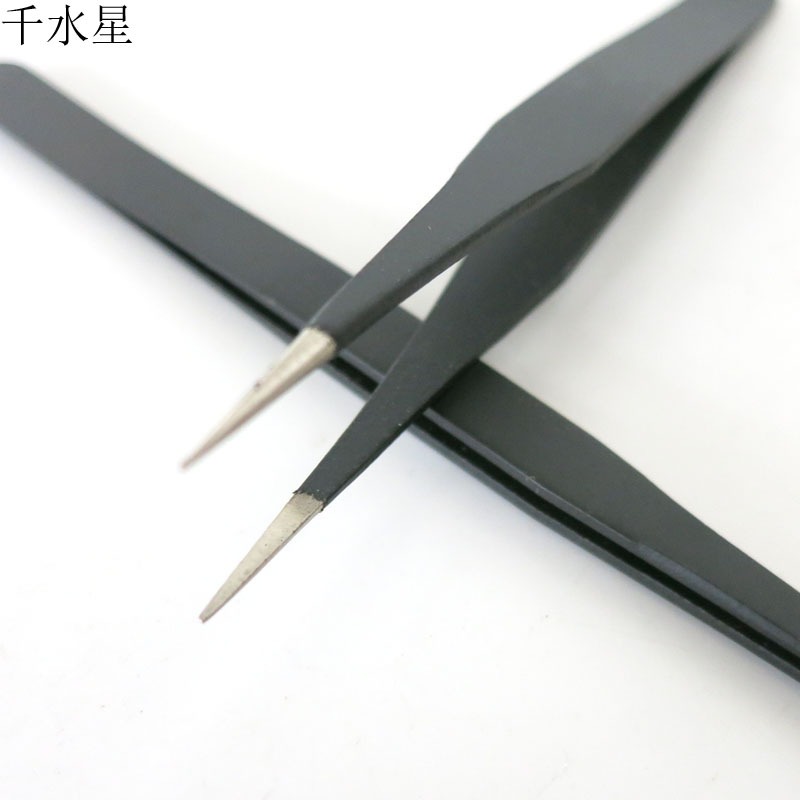 防靜電六件套鑷子 DIY模型製作夾持夾子 不銹鋼尖頭彎頭維修工具-細節圖3