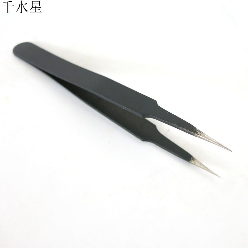 防靜電六件套鑷子 DIY模型製作夾持夾子 不銹鋼尖頭彎頭維修工具-細節圖4