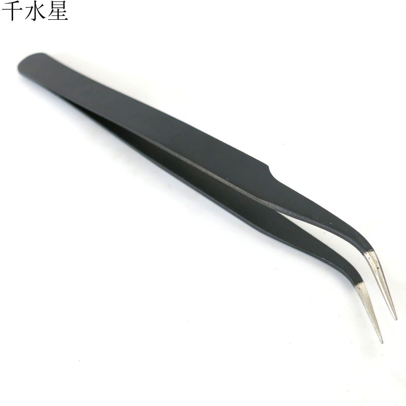 防靜電六件套鑷子 DIY模型製作夾持夾子 不銹鋼尖頭彎頭維修工具-細節圖5