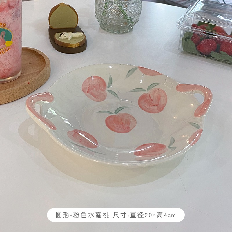 網紅水果盤子ins風家用新款創意餐盤陶瓷菜盤可愛早餐小碟子-細節圖5