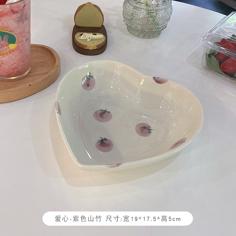 網紅水果盤子ins風家用新款創意餐盤陶瓷菜盤可愛早餐小碟子-細節圖10