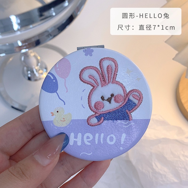 鏡子化妝鏡小型迷你學生宿舍桌面可愛手持折疊雙面小鏡子隨身便攜-細節圖6