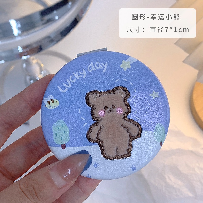 鏡子化妝鏡小型迷你學生宿舍桌面可愛手持折疊雙面小鏡子隨身便攜-細節圖9