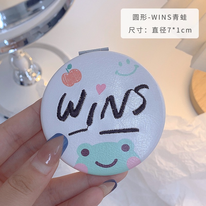 鏡子化妝鏡小型迷你學生宿舍桌面可愛手持折疊雙面小鏡子隨身便攜-細節圖10