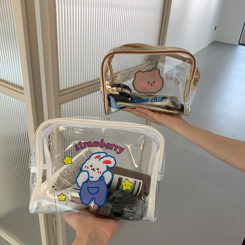 ins風透明化妝包女便攜大容量旅行新款卡通防水化妝品收納包-細節圖3