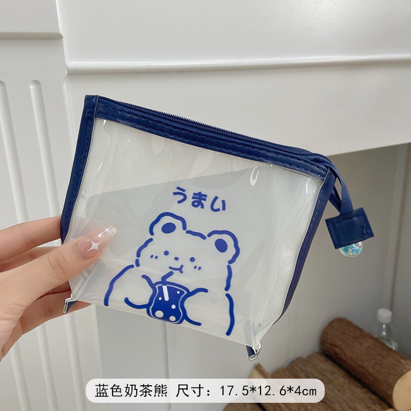 ins超火防水化妝包女便攜小號簡約透明化妝品收納包卡通旅行小包-細節圖6