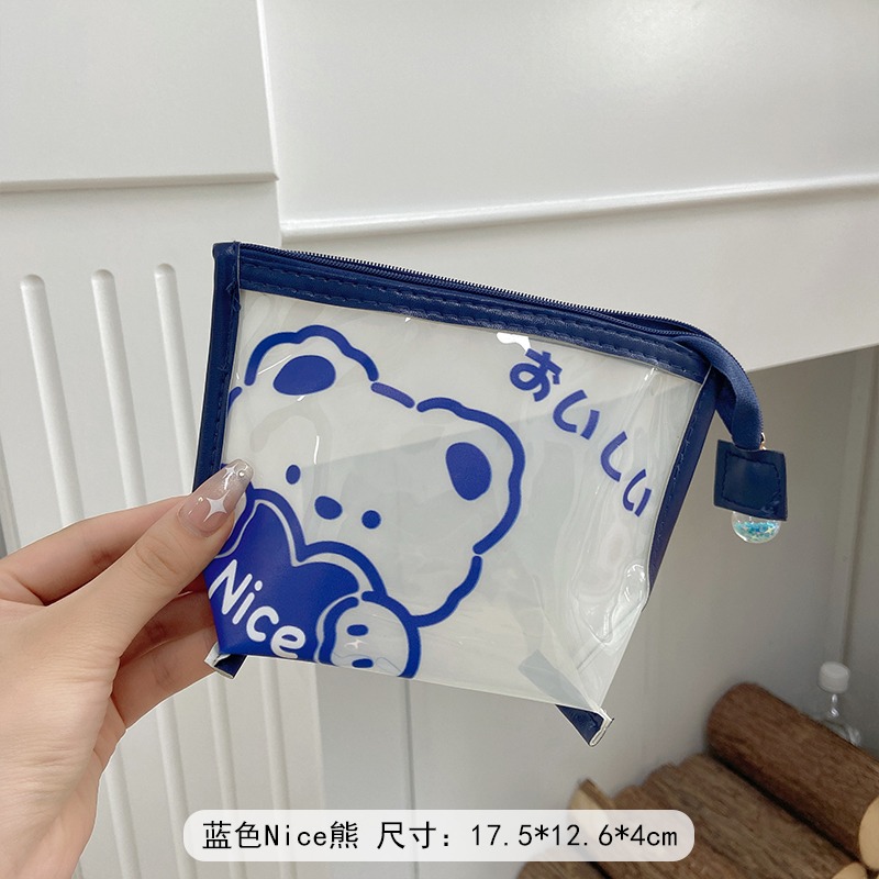 ins超火防水化妝包女便攜小號簡約透明化妝品收納包卡通旅行小包-細節圖7
