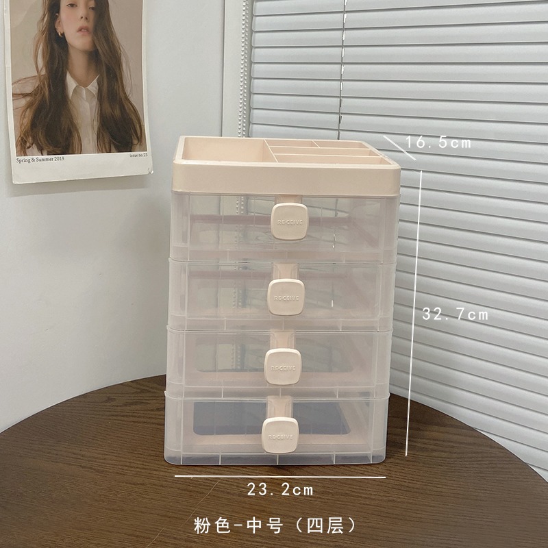 簡約透明化妝品收納盒桌面臥室護膚品面膜抽屜式宿舍梳妝臺置物架-細節圖10