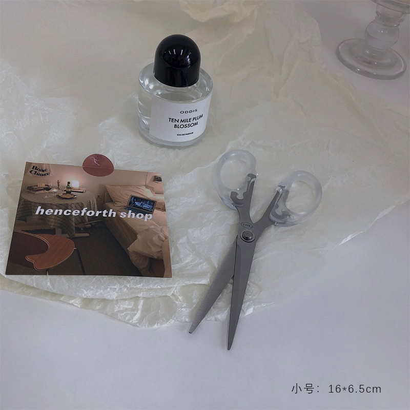 ins風手工小剪刀家用大號剪子學生文具透明便攜簡約不銹鋼美工剪-細節圖6