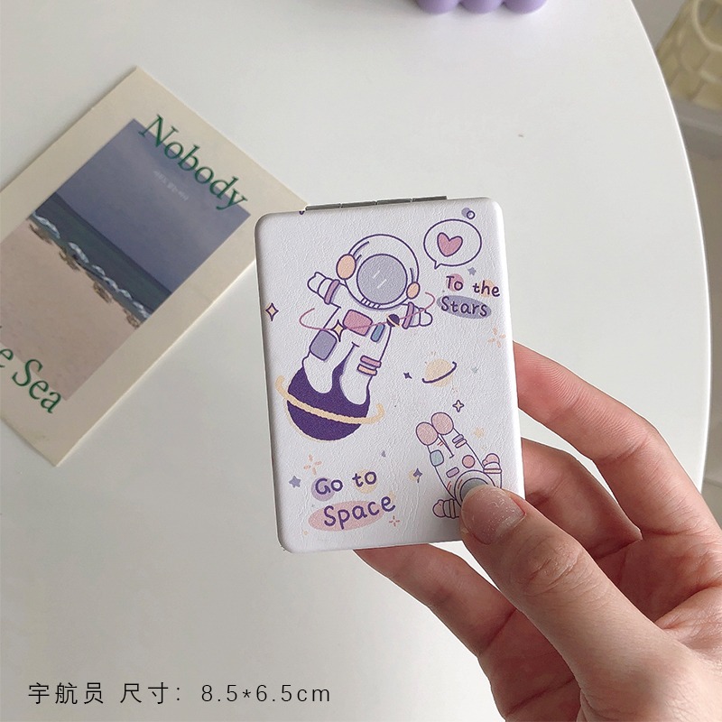 卡通小鏡子家用小型迷你隨身便攜辦公室化妝鏡折疊可愛手持補妝鏡-細節圖6