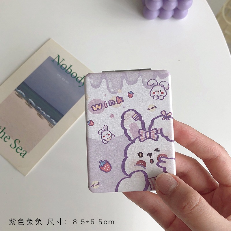 卡通小鏡子家用小型迷你隨身便攜辦公室化妝鏡折疊可愛手持補妝鏡-細節圖8